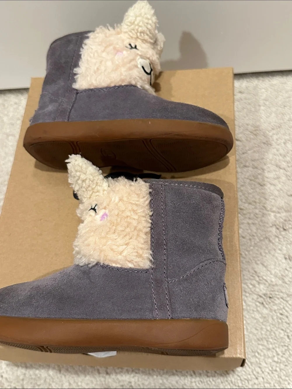 UGG Kids Llama Booties in Gray and Cream